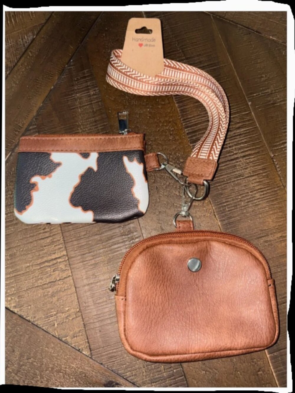 Handmade Brown faux Leather Crossbody Pouch Set